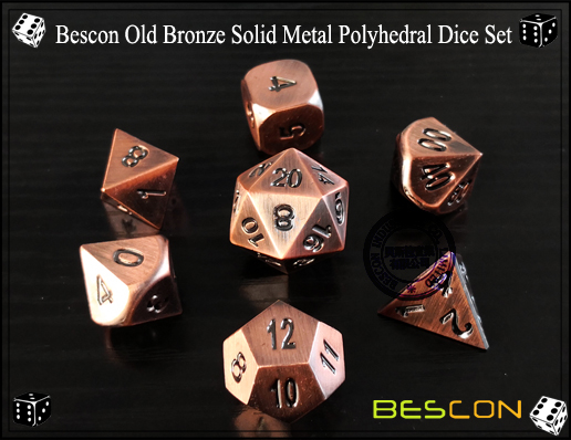 Bescon Old Bronze Solid Metal Polyhedral Dice Set-1