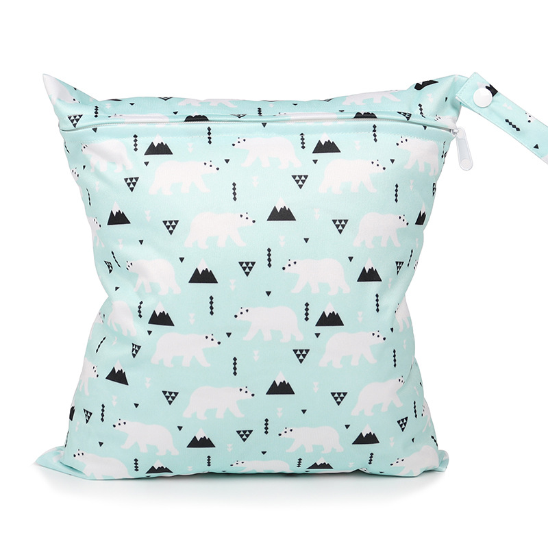 Baby Single Zipper Diaper Bags Waterproof Reusable Wet Bag for Nursing Menstrual Pad Baby 28*30cm Cloth Nappy Travel Diaper Bag