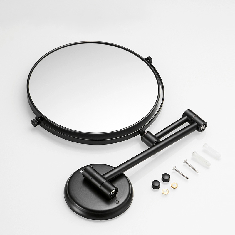 Bath Mirrors 8' Round Wall Makeup Mirror 3X1 Magnifying Mirrors Black Brass Double Side Beauty 360 Rotate Bathroom Mirror 1308
