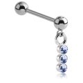 Staright Barbell with Triple-jeweled Charm