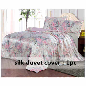 Silk Duvet Cover 1pc 100% Mulberry Silk Printed Floral Silk Multicolor Twin Full Queen King Cal.King other size ls170902