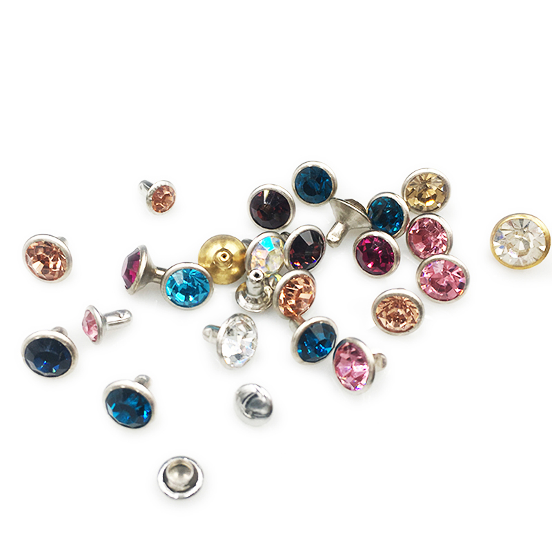 100sets Mix Color 6mm/8mm Crystals Rhinestone Rivets Diamond Studs For Leathercraft DIY Rivets for leather