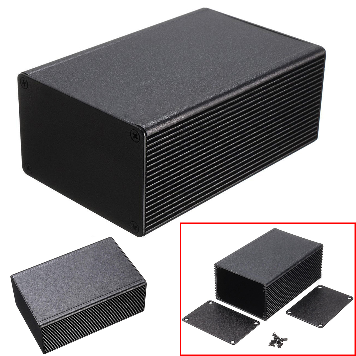 1pc 100*66*43mm Black Aluminum Electronic Box Instrument Meter Enclosure Case Electronic Project Case Lighting Accessories