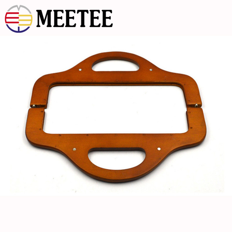 Meetee 1pc 15.5*30cm Bag Wood Frame Handle Antique Kiss Clasp Purse Frames DIY Bag Decoration Handle Buckles Accessories ZK755