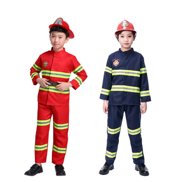 Children's Carnival Costume For Kids Boys Firefighter Sam Uniform Fireman Cosplay Kid Army Suit Red With Helmet Toys Performance