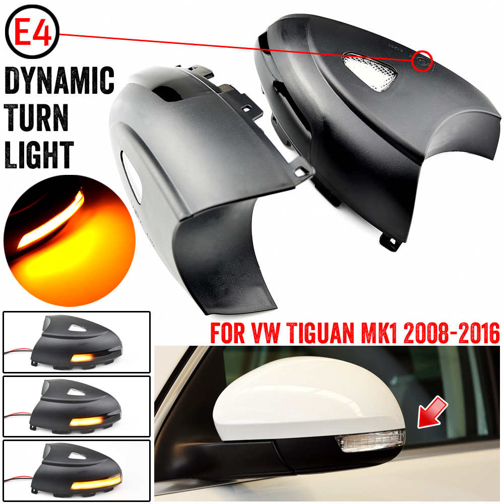 For VW For Volkswagen Tiguan MK1 2008-2016 LED Dynamic Turn Signal Blinker Sequential Side Mirror Indicator Light Puddle Light