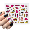 1pc Cartoon Nail sticker Water Nail Art Sexy Lips Lovely Animal Sliders For Nails Wrap Manicure Decoration Gel Polish Decal LAWG