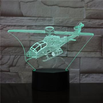 3d Small Night Creative Aircraft Decoration Colorful Usb 3d Led Lamp Touch Helicopter Decoration Desk Usb Nightlight