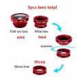 Fish Eye Lens 3-in-1 Wide Angle Macro 180 Camera Kits Mobile Phone Fish Eye Lenses with Clip 0.67 x for iPhone Samsung Xiaomi
