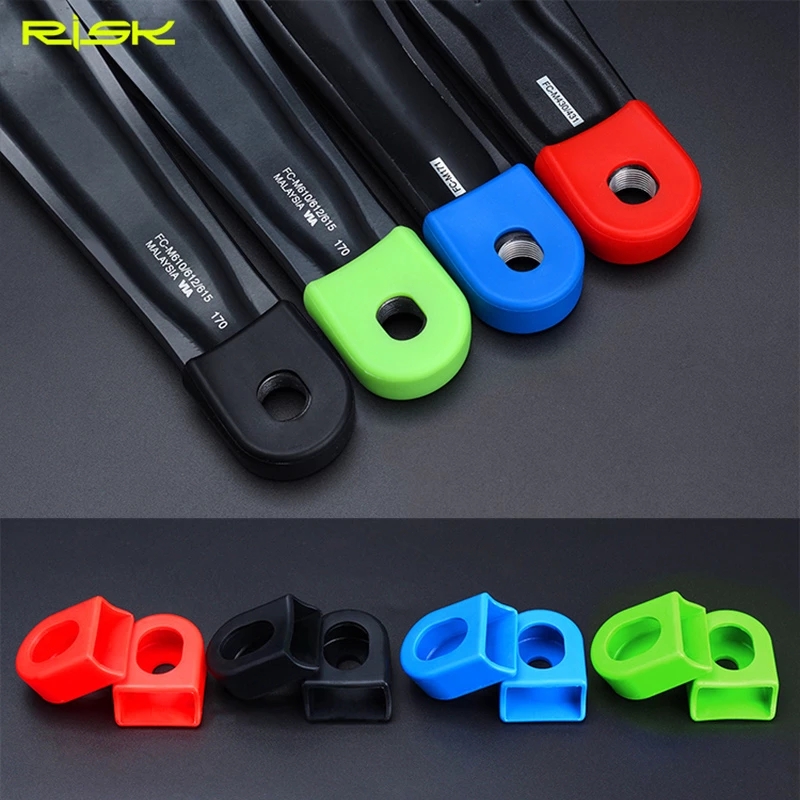 RISK 2Pcs Rubber MTB Bike Bicycle Footswitch Wheel Chainwheel Arm Parts Bicycle Crankset Crank MTB Cap Cover Protector