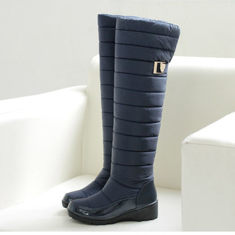 2020 Round Toe Knee High Boots Wedge Heel Boots Velvet Sleeve Mother Down Snow Boots Winter Knee-high Boots Boots Women HX-53