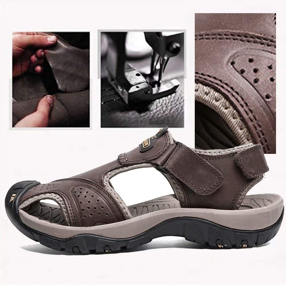 CUNGEL Male Shoes Genuine Leather Men Sandals Summer Men Shoes Beach Fashion Outdoor Casual Non-slip Sneakers Footwear Size 48