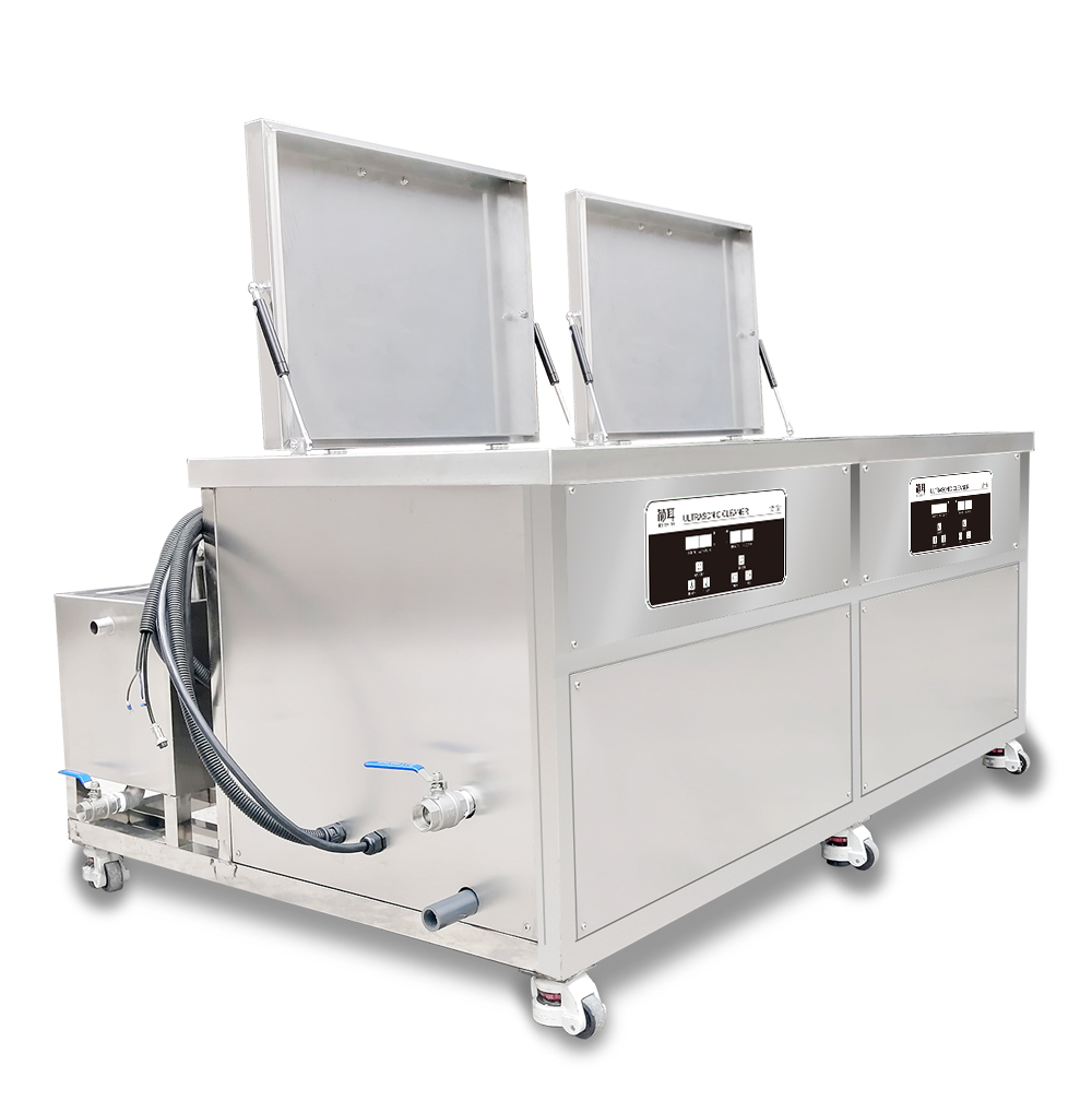 108L Industrial Ultrasonic Cleaner Two Tanks Circulation Dry Rinse Sonic Cleaner 100L Production Line Moud Engine DPF Metal
