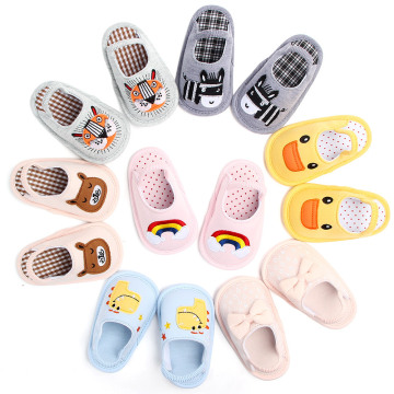 0-1 Years Baby Home Slippers Floor Shoes Spring And Autumn Cotton Bottom Non-slip Cartoon Comfortable Baby Cloth Slippers