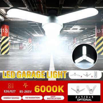 150W 80W Foldable LED Light Deformable Garage Light with Adjustable Blades E26/E27 High Bay Industrial Lighting for Workshop