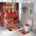 Bipoobee Merry Christmas Shower Curtain New Year Bathroom Suit Santa Claus Reindeer Snowflake Toilet Cover Mat Non Slip Rug Set