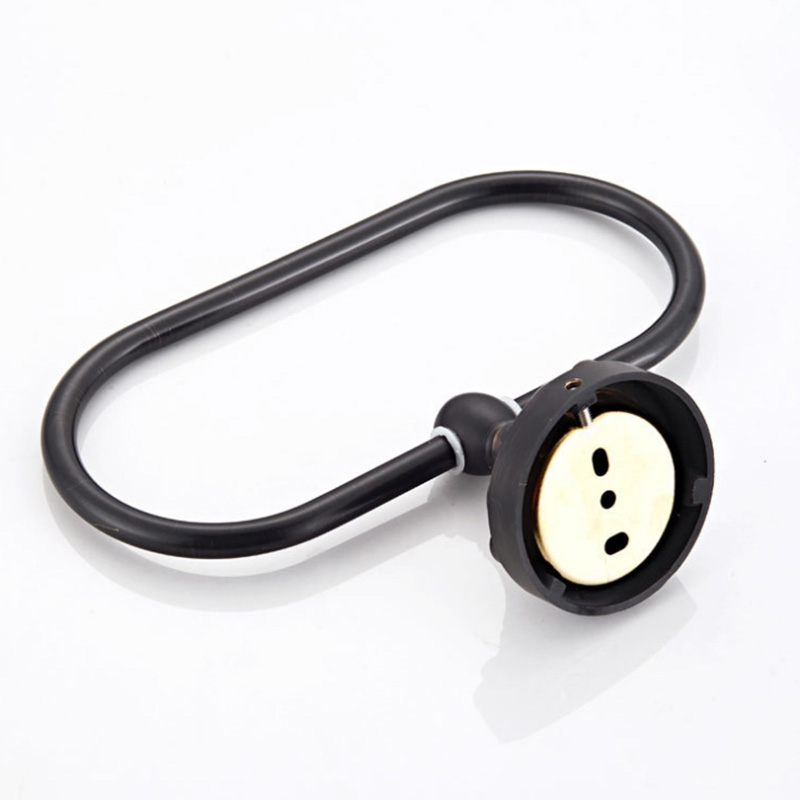 Bathroom Towel Ring Black Brass Retro Oil Rubbed Bronze Round Towel Holders for Kitchen Bathroom Hanger Strong Antique Creative