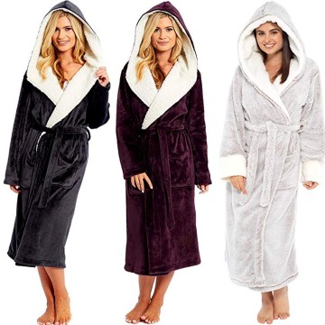 Women Robe Sleepwear Winter Plush Lengthened Shawl Bathrobe Home Clothes Long Sleeved Robe Coat Thicken Peignoir Polaire Femme