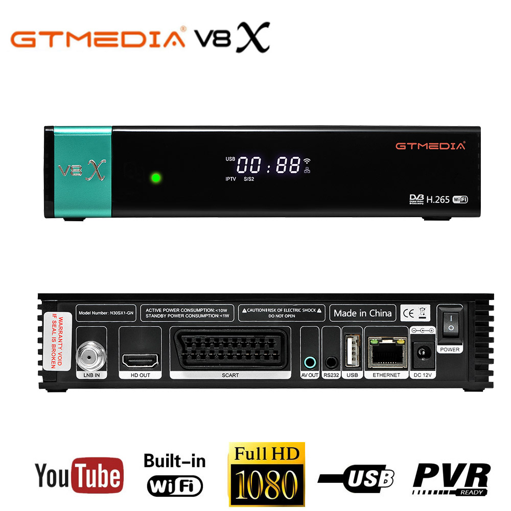 New model GTmedia V8X Satellite Decoder Built in Wifi Update by GTmedia V8 NOVA DVB-S2 h.265 1080P Satellite TV Receiver