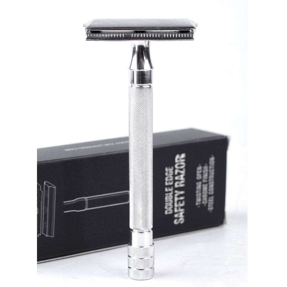 1PC Adjustable Safety Razor Double Edge Classic Mens Razor Manual Shaving Razor Blades 1-6 File Hair Removal Shaver with Brush