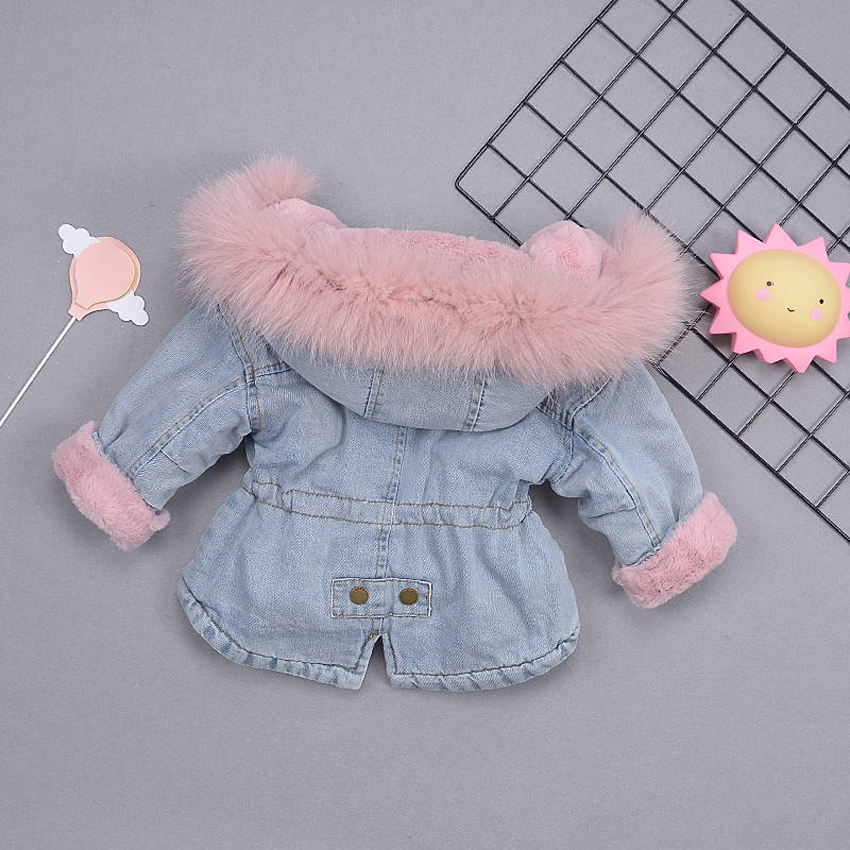Benemaker Jeans Jacket For Girl Boys Winter Parkas Fur Denim Windbreaker Baby Thick Children Clothes Kid Warm Coat Outwear YJ147