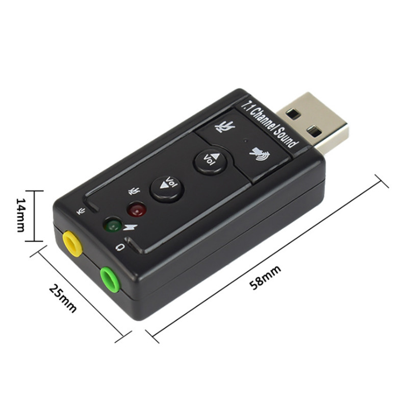 10pcs/lot External USB Sound Card USB2.0 Virtual 7.1 Channel Stereo 3.5mm Headphone Audio Adapter Micphone Sound Card