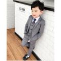 autumn Red/gray 3Pcs baby Boys Suits Wedding Formal Children blazers Suit Tuxedo Party clothes jacket+vest+pant set for boys