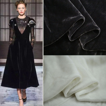 100cm*140cm Black Cream White 20% Silk 80% Viscose Velvet Fabric Luxury Evening Gown Material Velour