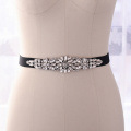 TRiXY S407 Stunning Elastic Belt Crystal Belt Rhinestone Sash Fancy Belt for Girls Women Black Wedding Belts Bridal Sashes
