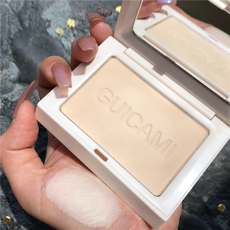 GUICAMI Brand Face Base Pressed Powder Makeup Matte Shimmer Fix Palette Concealer Contour Nude Compact Cosmetics With Puff