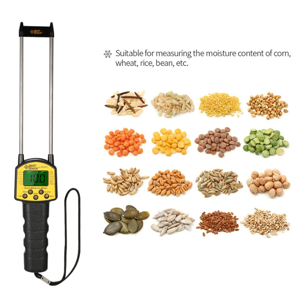 Portable Digital Grain Moisture Meter Intelligent Voice Prompt Backlight Moisture Meter for Wheat, Corn, Sorghum Feed, Soybean