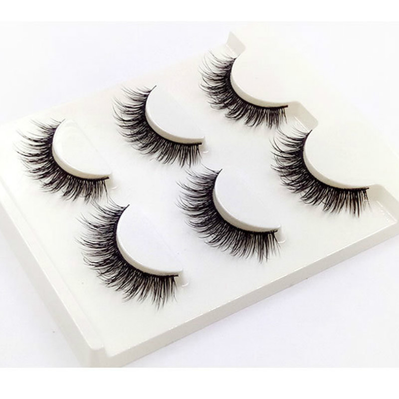 3 Pairs New Handmade Cross False Eyelashes Beauty Makeup Thick Voluminous Messy Fake Eye Lashes Extension Tools