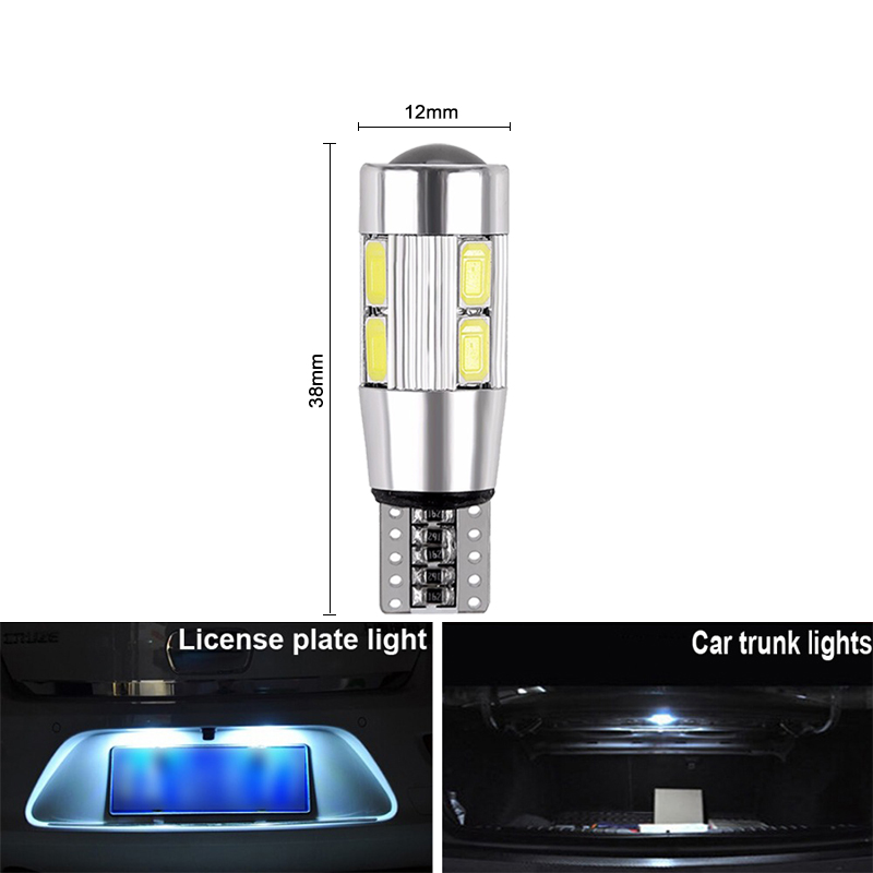 2x T10 W5W Car LED Signal Bulb Canbus Auto Interior Light License Plate Reading Turn Wedge Side Parking Reverse Brake Lamp 10SMD