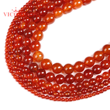 Natural Stone Carnelian Round Beads Red Agat 4 6 8 10 12MM Charm Bracelet Necklace Handicraft Diy Beads for Jewelry Making DIY