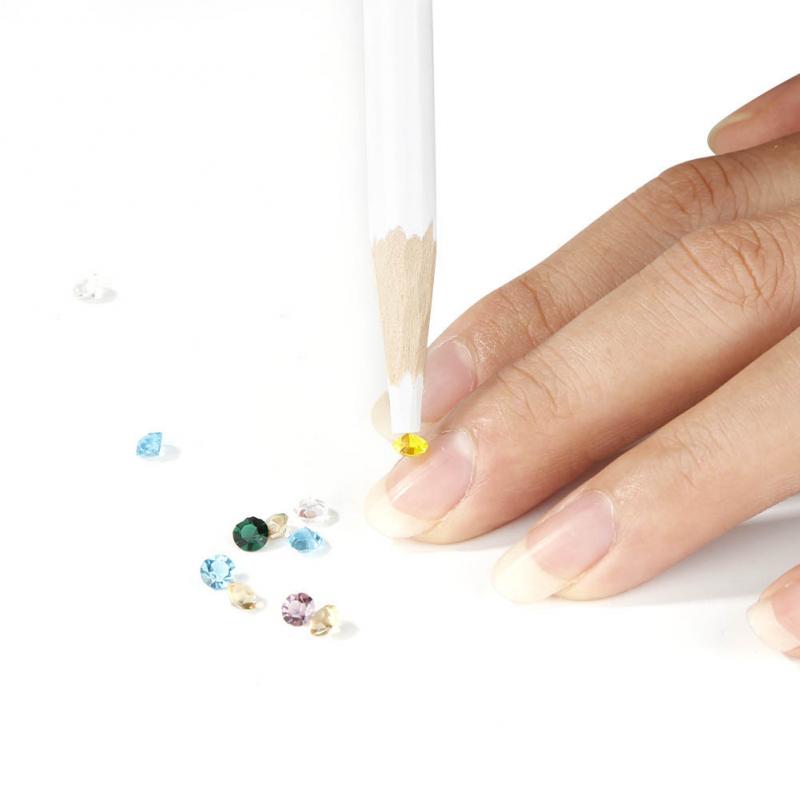 2Pcs White Dotting Tools For Nail Art Rhinestone DIY Picker Nail Tool Picking Up Sticky Pen Beauty Manicure Nail Art Tool