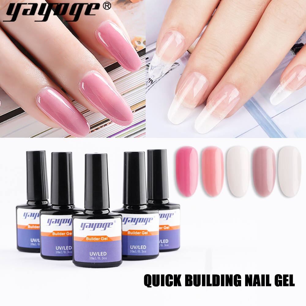 Yayoge Nail Extension Gel Pink White Clear Poly Builder Gel In a Bottle For Nails Finger Extensions Form Tips Manicure Nail Art