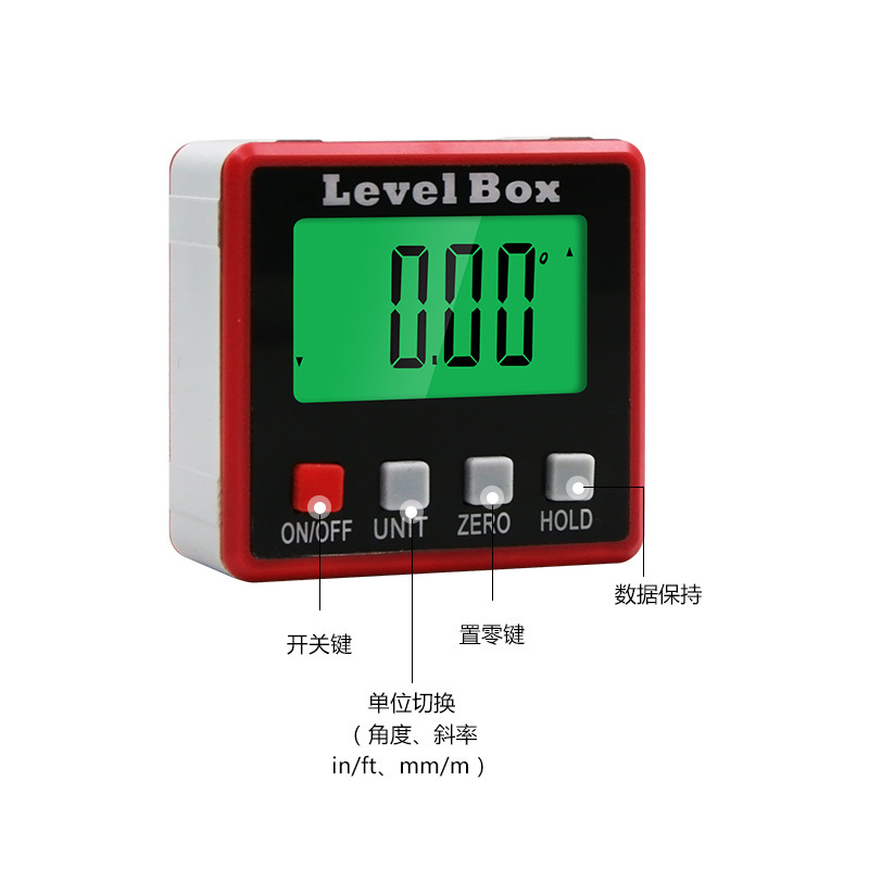 strong magnetic digital display box inclination instrument electronic horizontal angle ruler measurement tilt backlight