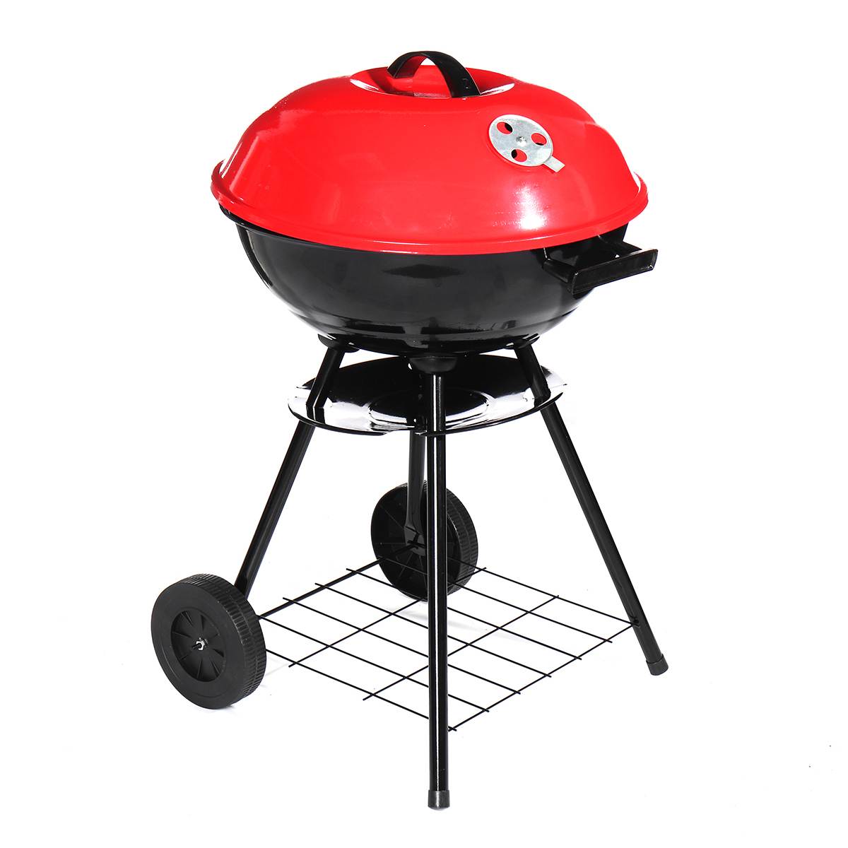 17 inch Metal Charcoal BBQ Grill With 2 Wheels Trolley Pit Outdoor Camping Cooker Kitchen Garden Barbecue Tools BBQ Accessories