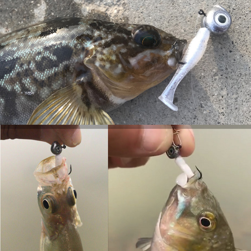 JOHNCOO TPR Soft Bait 40pcs 28mm 0.2g AJING T-tail Bait Soft Plastic Fishing Lure Soft Silicone Worm Rockfishing Rock Bait