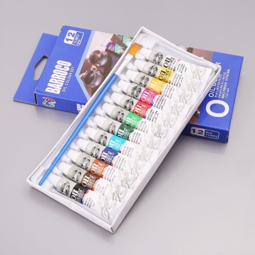 12 Colors Acrylic Paint Drawing Pigment Oil Painting 6ml Tube With Brush Set Artist Supplies