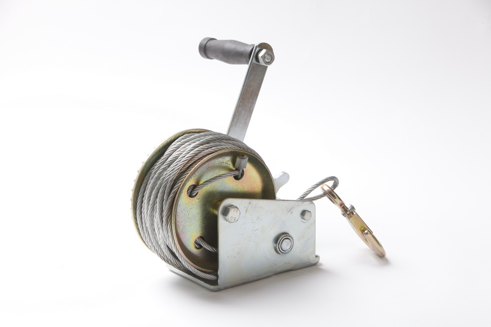 2000lbs yellwo zinc galvanized wire rope hand crank winches China