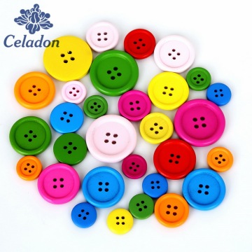 20-100pcs Multicolor 15mm 20mm 25mm 30mm Round Wooden Buttons 4 Holes Sewing Button Scrapbooking Garment DIY Apparel Accessories