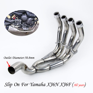 Motorcycle Header Link Pipe Stainless Steel Front Connect Pipe Without Muffler Tail Slip On For Yamaha XJ6N XJ6F Scooter Escape