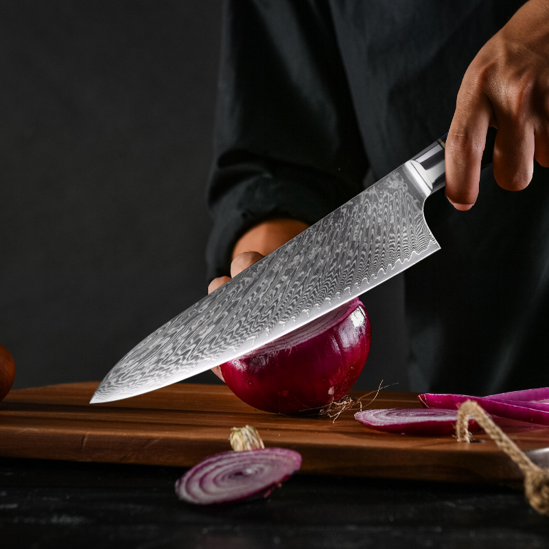 8 Inch Chef Knife 67 Layer Damascus Steel Kitchen Knives Sharp Utility Cooking Vegetable Slicing Chef Knife With Wooden Handle