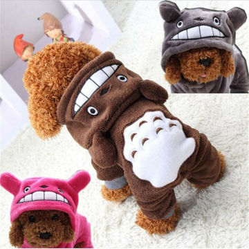 Winter Pet Dog Sweaters Totoro Costume Sweater Hoodie Coat Coral Fleece Vest Dog Puppy Cat Apparel Clothes US