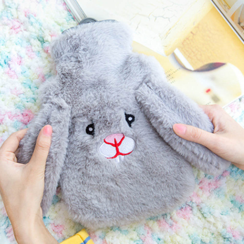 Cartoon Rabbit Explosion-proof Plush Fabrics Hot Water Bottle Cover Warm Water Bag Removable Washable Hot Water Bottle Cover