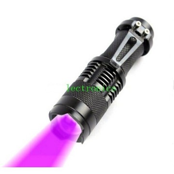 New Violet Flashlight UV 395nm CREE LED Flashlight Purple Blacklight Torch Ultraviolet Lamp Lanterna Light by 14500 Battery