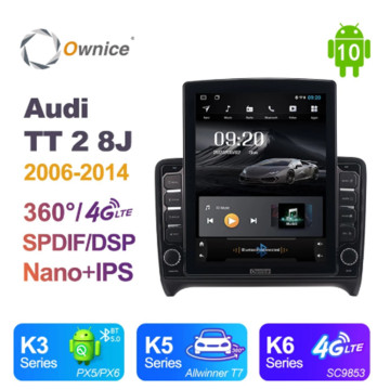 Ownice Android 10.0 Car Radio forAudi TT 2 8J 2006 - 2014 GPS 2 Din Auto Audio System Stereo Player 4G LTE Tesla Style Nano