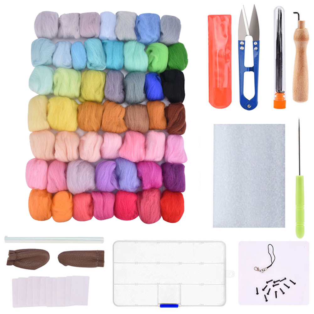 50 Colour Wool Fiber Felting Needles Tool Set Needle Felting Mat Starter DIY Kit Multifunctional Useful Wool Fiber Felting Tools