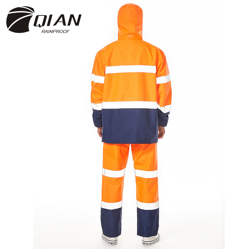 QIAN RAINPROOF Impermeable Raincoat Adult Jacket Pants Set Women/Men Rain Poncho Thicker Police Rain Gear Motorcycle Rainsuit